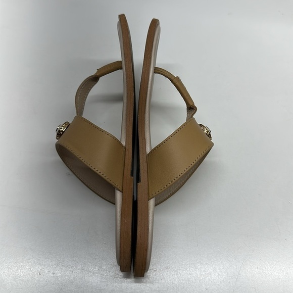 Valentino Atena Thong Sandals Shoes Open Toe Sandal Leather Pearl Tan Brown 6 - Picture 5 of 7